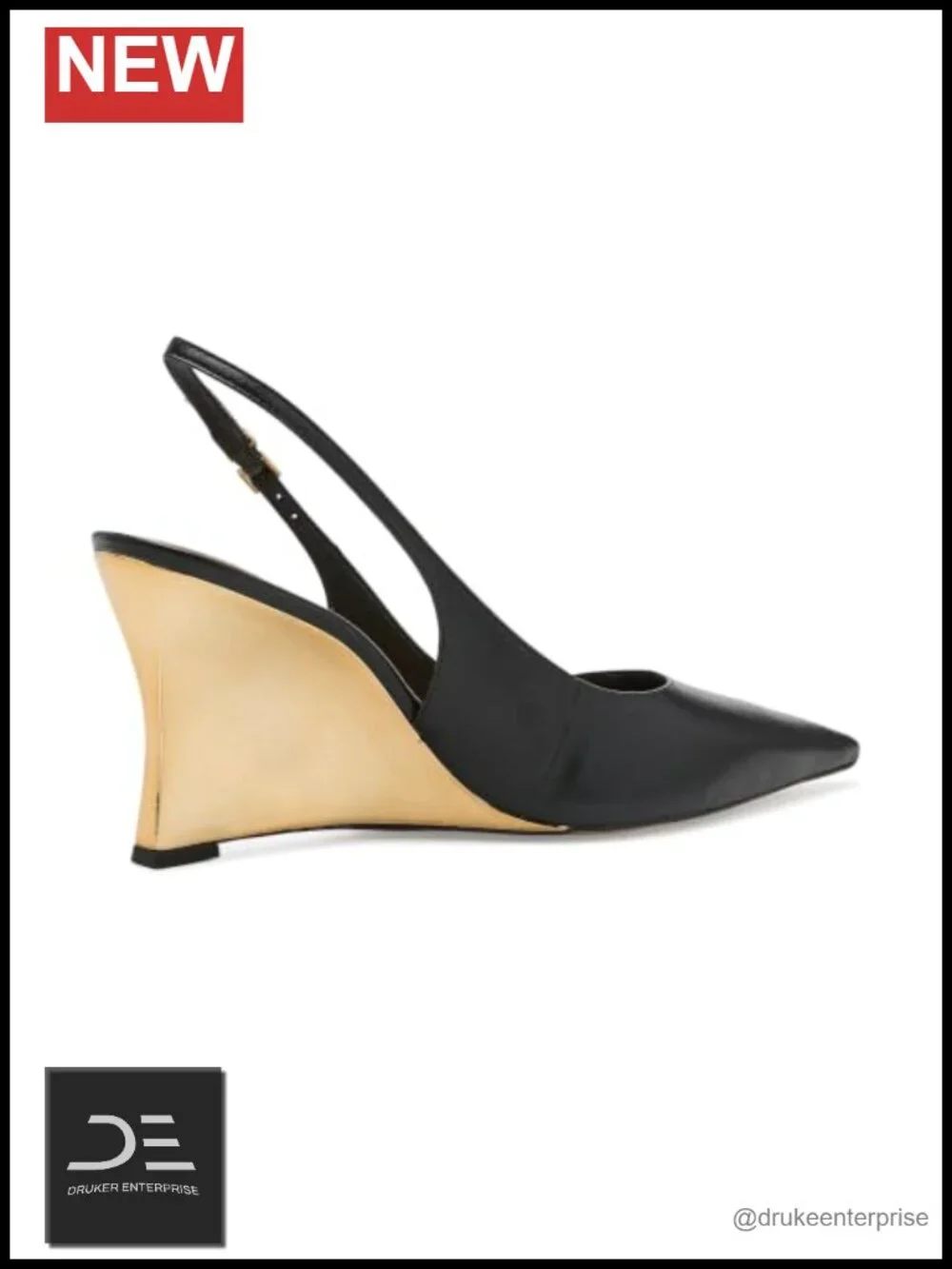 Women's Leather Wedge Heel Pumps Pointed Toe Buckle Closure Fall